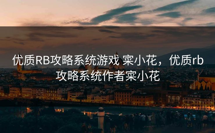 优质RB攻略系统游戏 寀小花,优质rb攻略系统作者寀小花