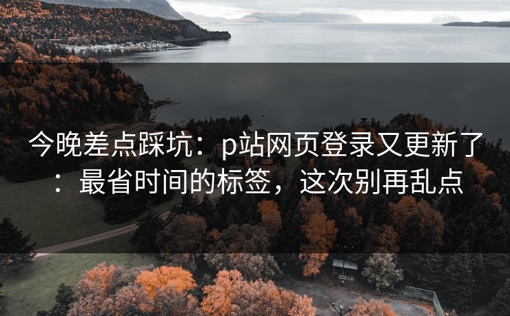 今晚差点踩坑:p站网页登录又更新了:最省时间的标签,这次别再乱点
