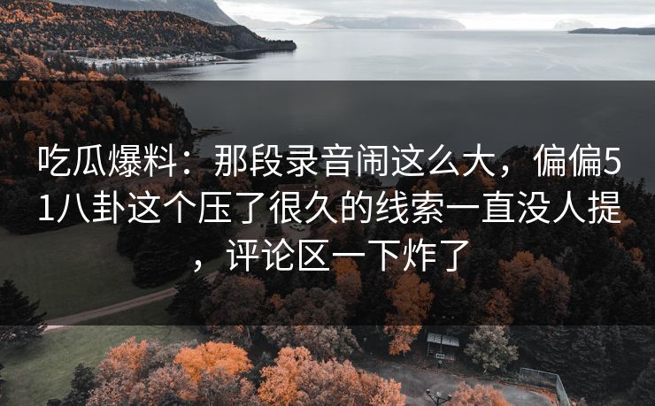 吃瓜爆料：那段录音闹这么大，偏偏51八卦这个压了很久的线索一直没人提，评论区一下炸了